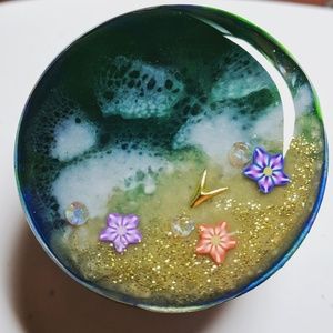 Beach Theme Pop Socket Phone Stand Resin Art